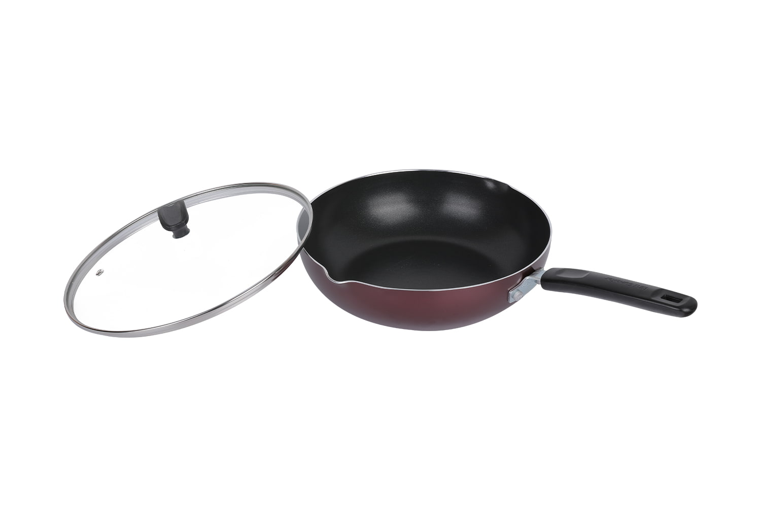 CLB2821D Wok-Met glazen deksel 28 wok, Flaming Wok, wok met antiaanbaklaag