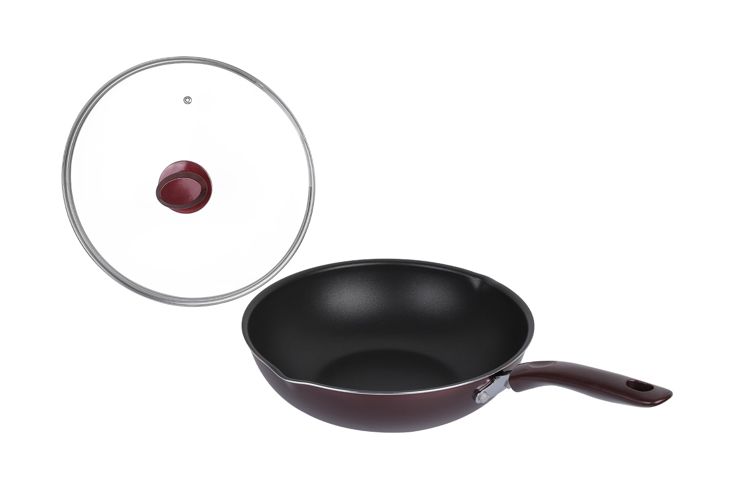 CLB3031D Wok-Met glazen deksel 30 wok, Flaming Wok, wok met antiaanbaklaag