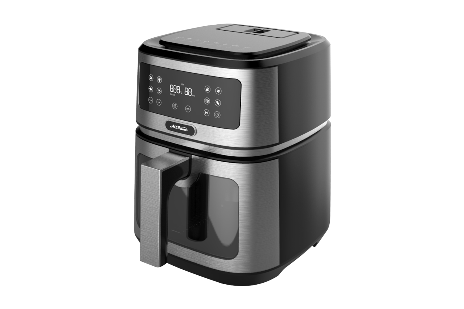 YAF-50Q12 Airfryer, multifunctioneel, touchscreen, transparant venster, tijd- en temperatuurweergave